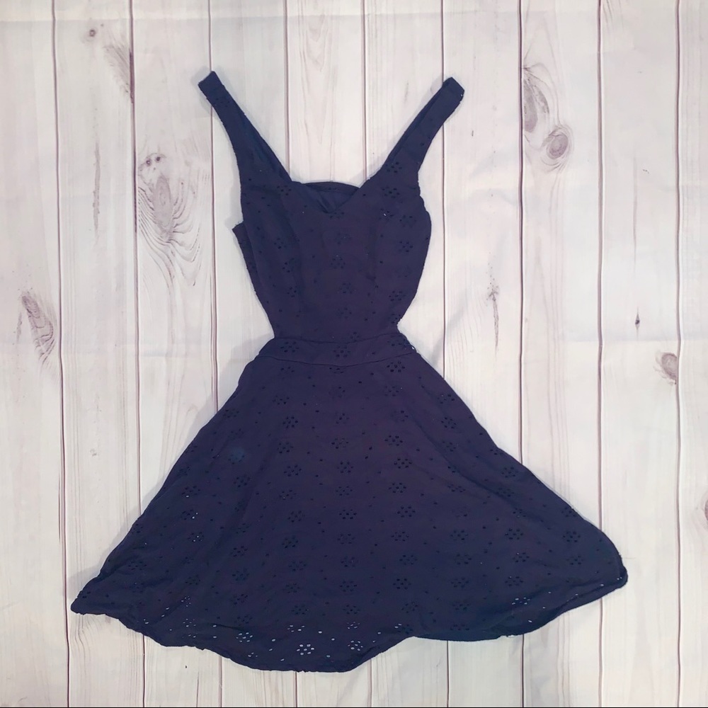 Backless Navy Fit and Flare Navy Dress - Women's Size XS